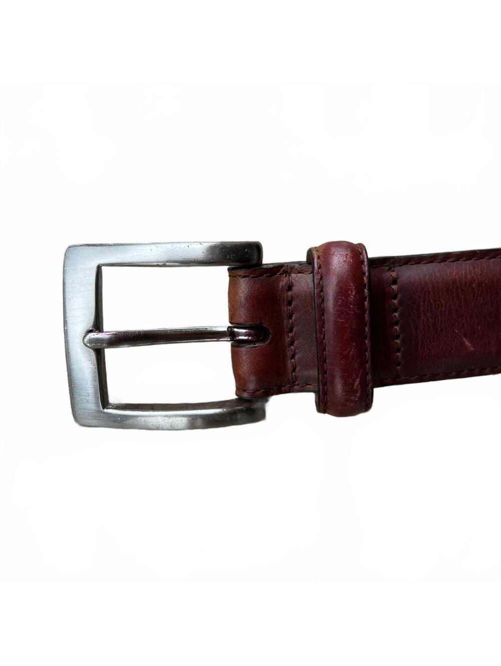 Cole Haam Brown Leather Belt with Silver Buckle - Size 38